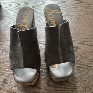 Sam Edelman Charcoal Suede Women's Mules